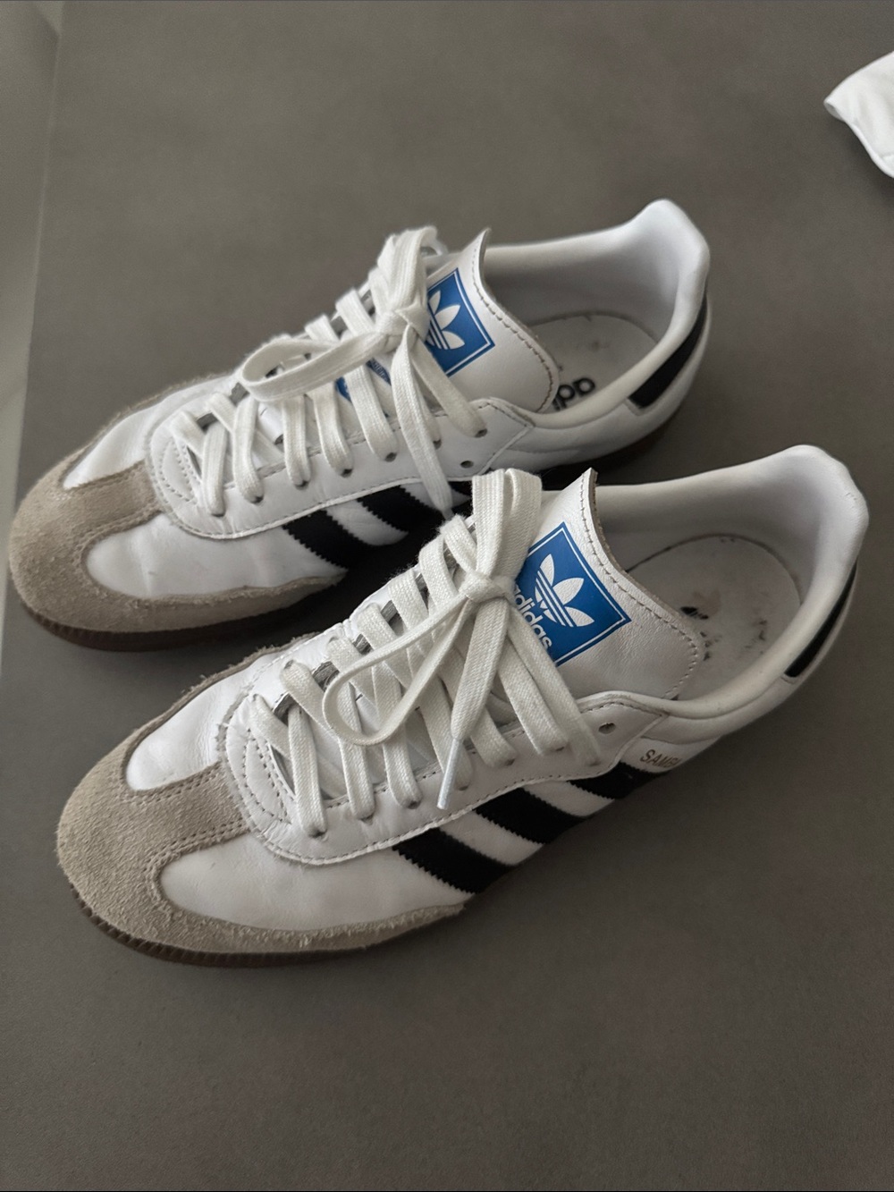 adidas White Black Samba-Inspired Low-Top Sneakers